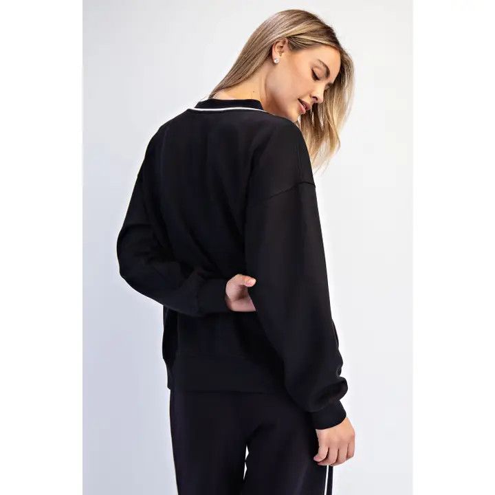 Modal Scuba V Neck Piping Top