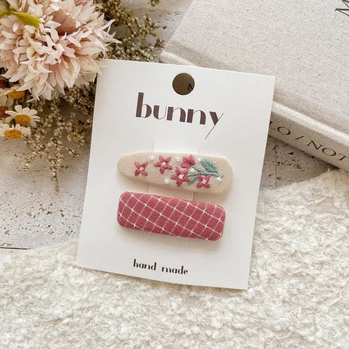 Embroidered Fruit Floral Clip, Color: Red Floral