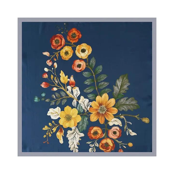 Soft Botanical Print Scarf, Color: Blue