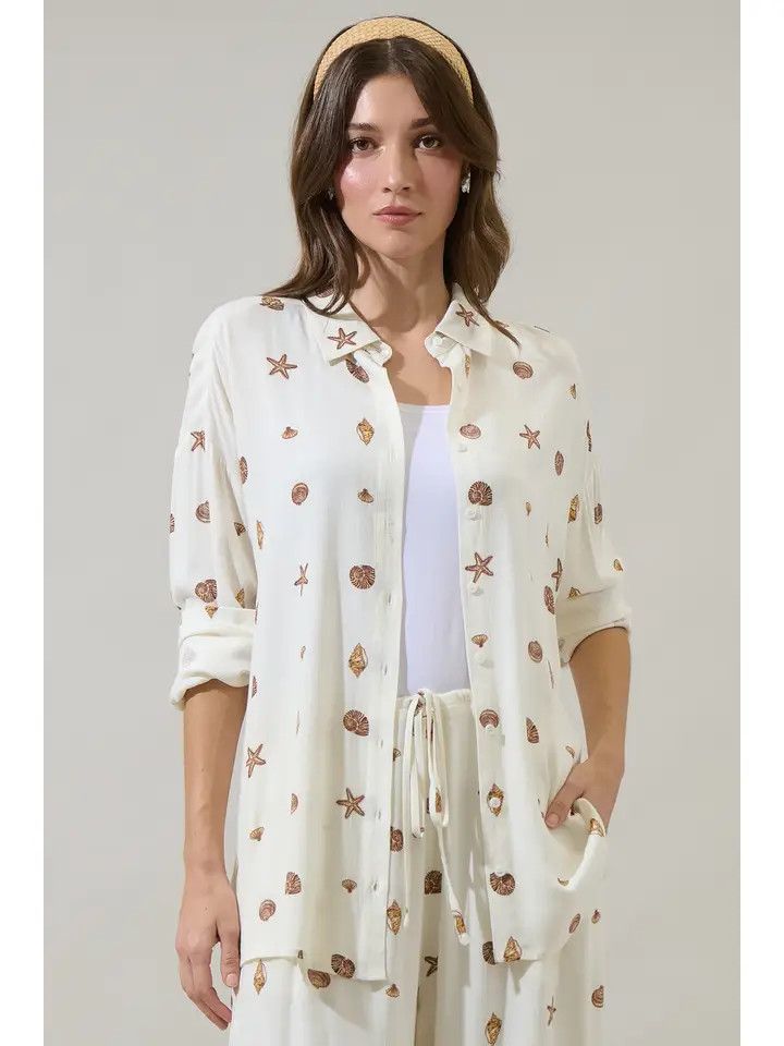 Cerise Shells Dalton Boyfriend Button Down Shirt