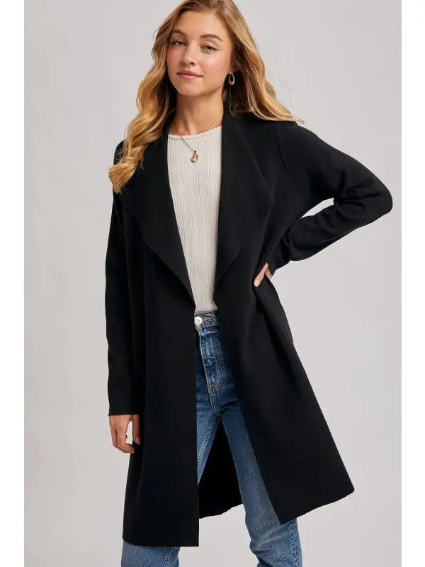Modern Open Front Longline Knit Cardigan