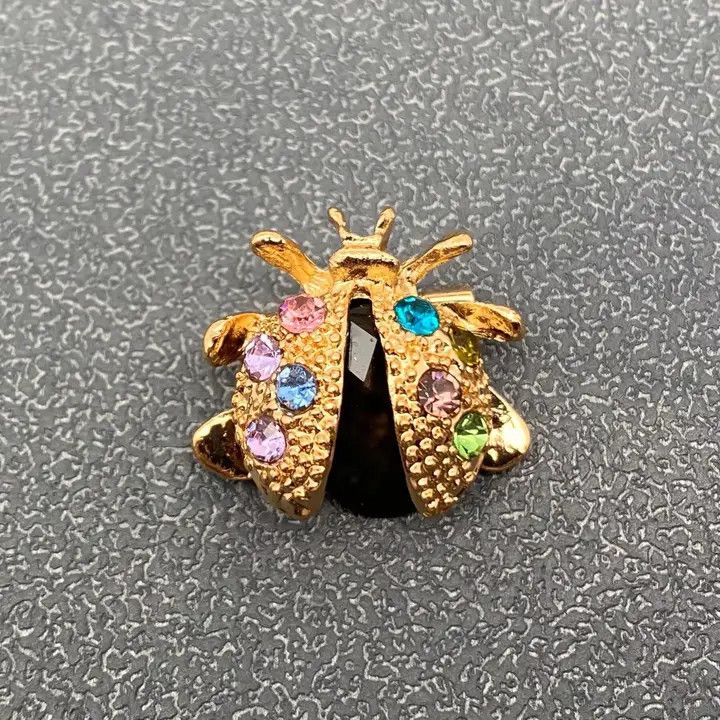 Colorful Rhinestone Ladybug Brooch, Mixed