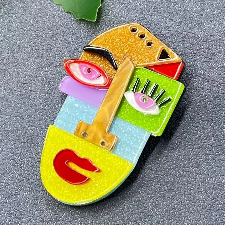 Abstract Face Acrylic Brooch