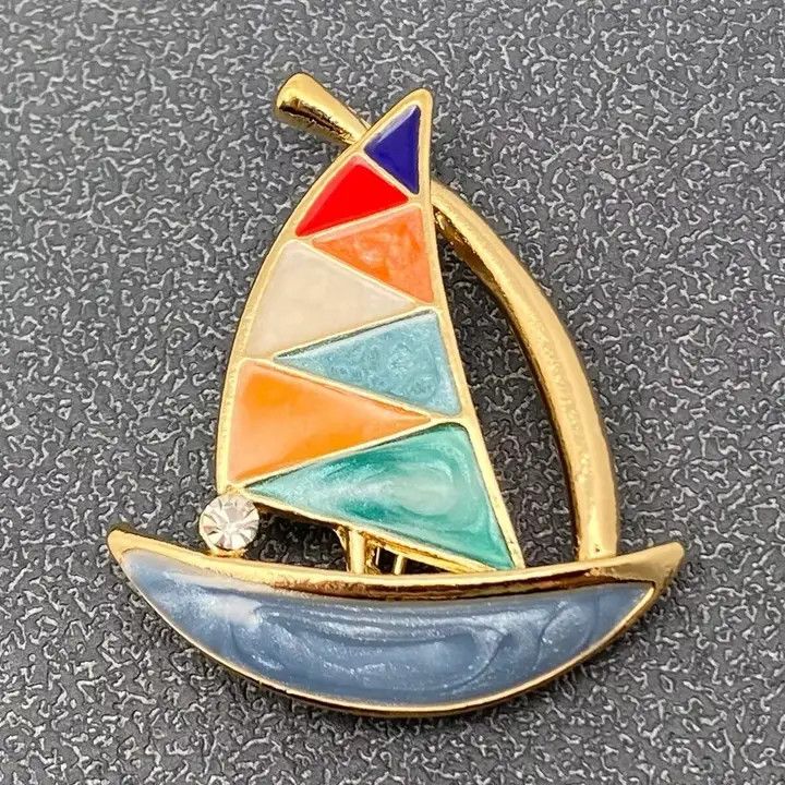 Colored Enamel Sailboat Brooch