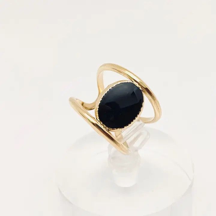Natural Stone Stainless Steel Adjustable Vintage Ring, Color: Style 4