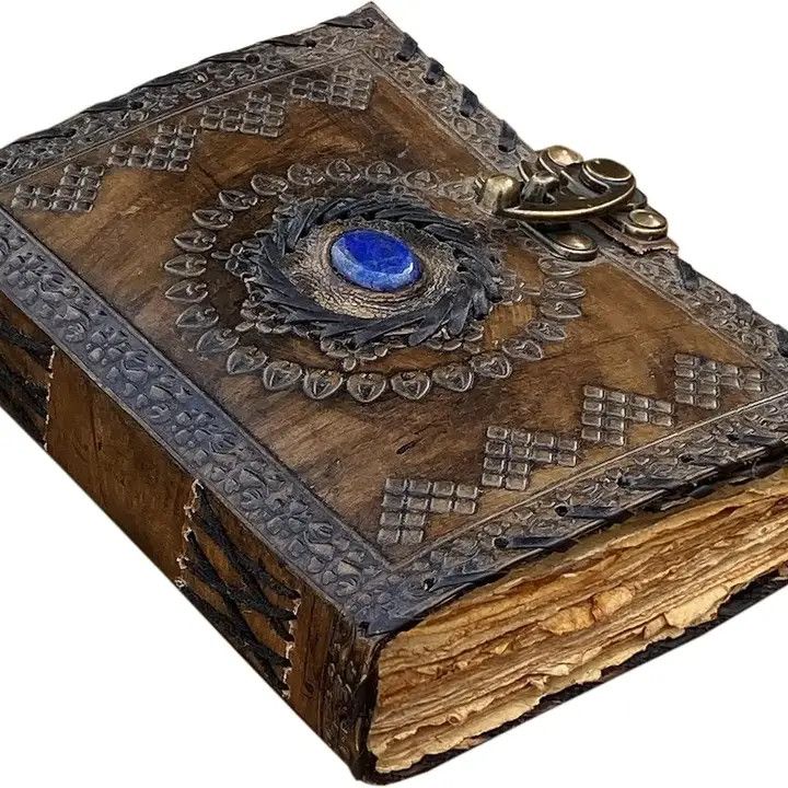 Lapis Lazuli Leather Journal: Embossed Book of Shadows