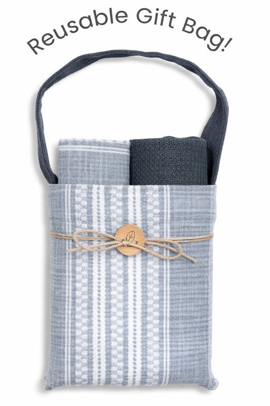 3 Piece Black Stripe Tea Towel Set