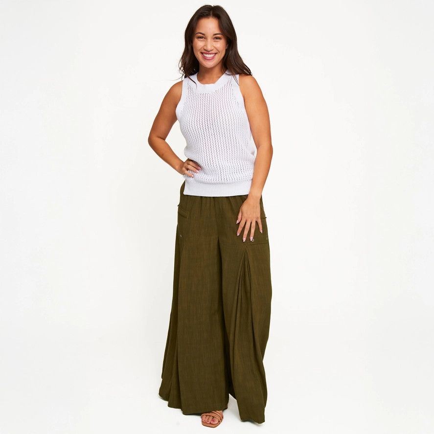 Afton Wide Leg Side Zipper Pants
