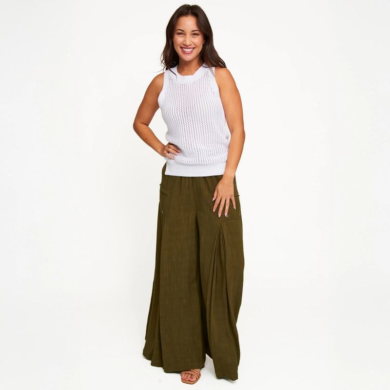 Afton Wide Leg Side Zipper Pants