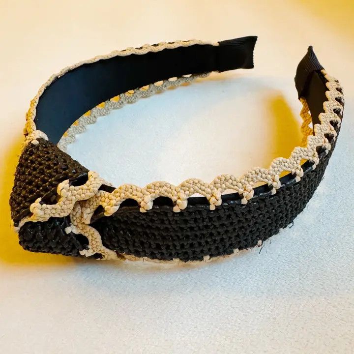 Summer Breeze Crochet Edge Headband, Color: Black