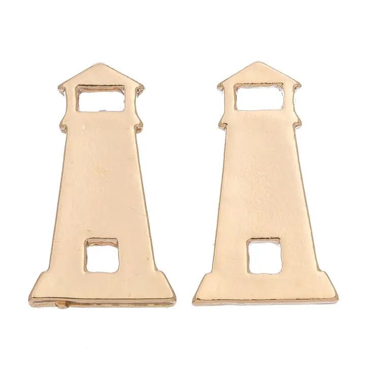 Stud Earrings, Color: Gold Lighthouse