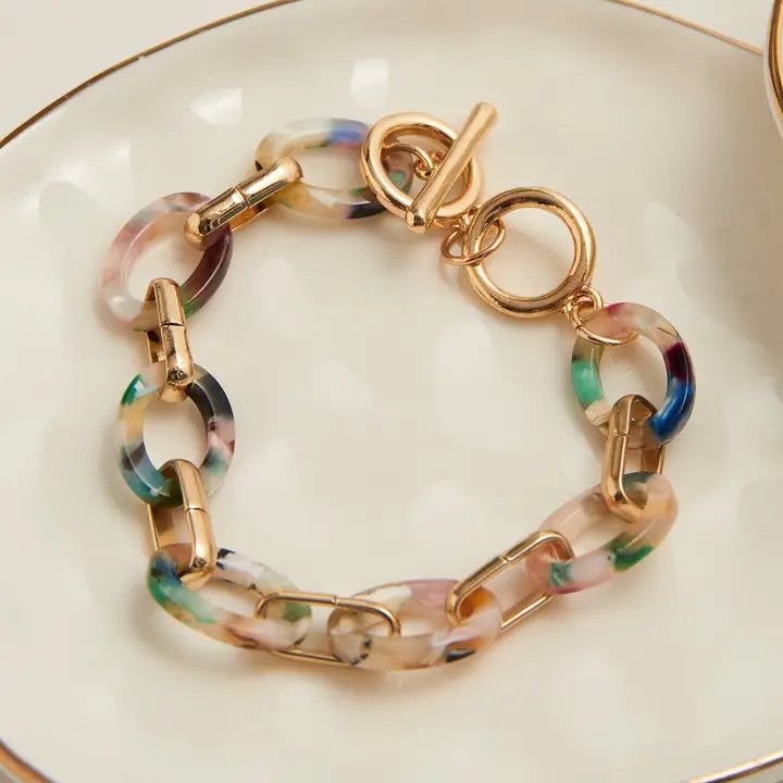 6.75" Acrylic Celluloid Link Toggle Bracelet