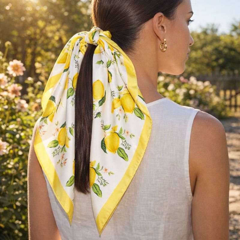 Lemon &amp; Flowers Square Bandana
