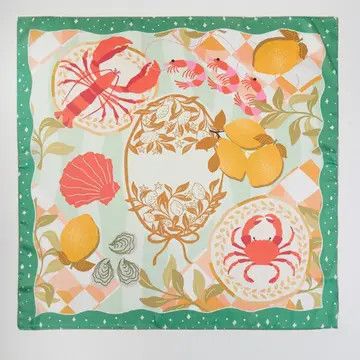 Seaside Seafood Feast Square Scarf
