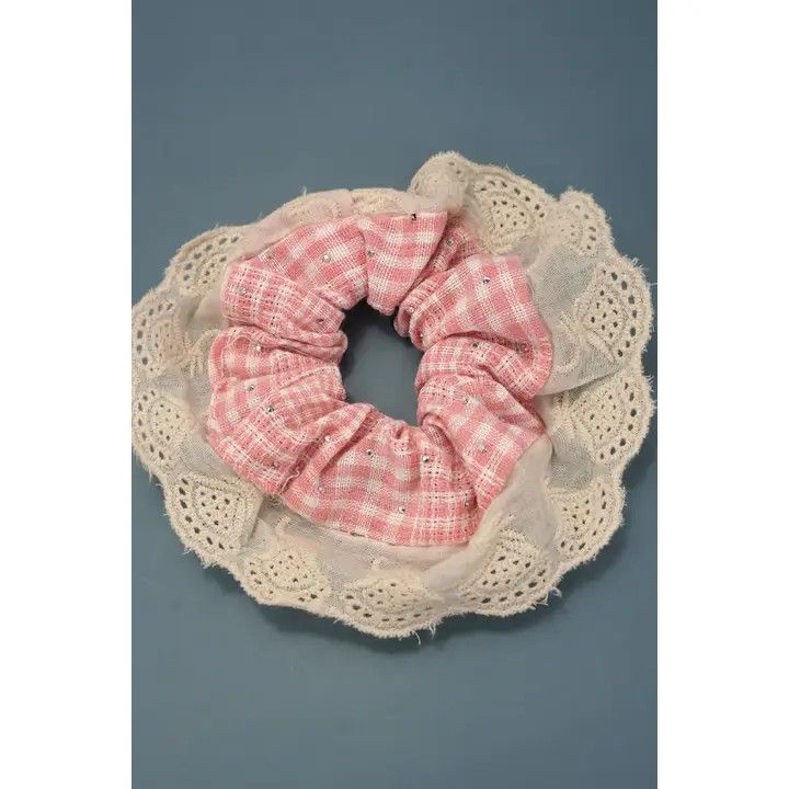Cottagecore Checker Lace Scrunchies