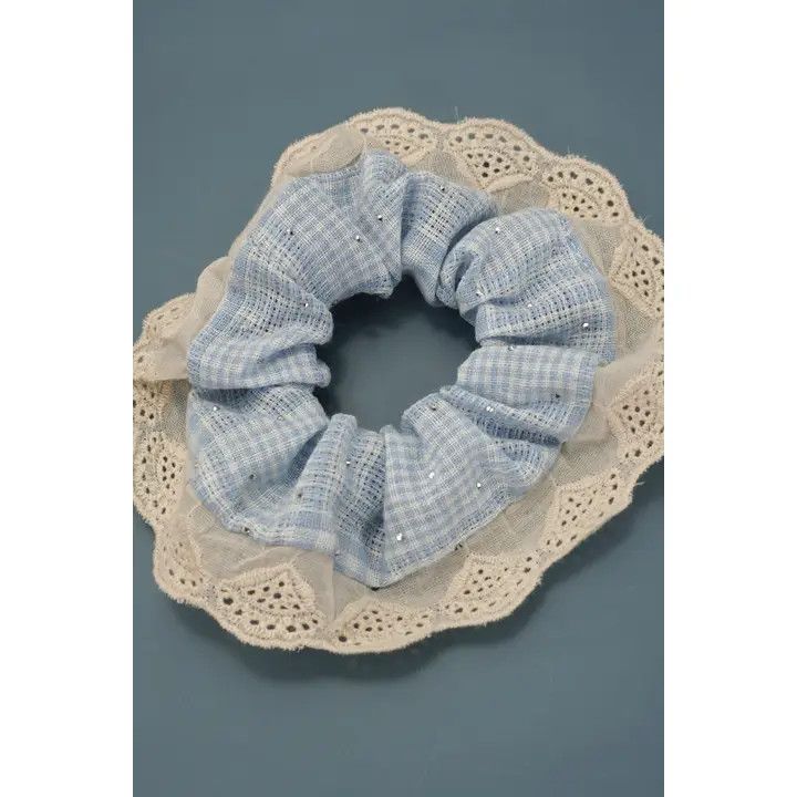 Cottagecore Checker Lace Scrunchies