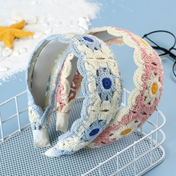 Floral Crochet Soft Woven Knit Headband