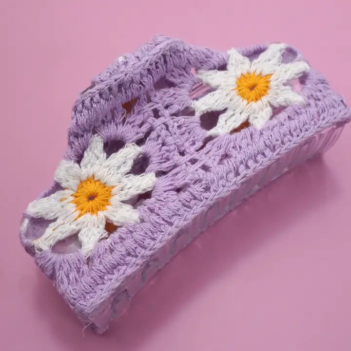 Jumbo Handmade Crochet Floral Hair Claw Clips