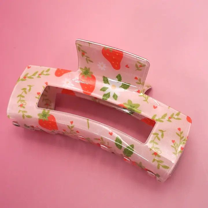 Jumbo Strawberry Hair Claw Clips, Color: Pink
