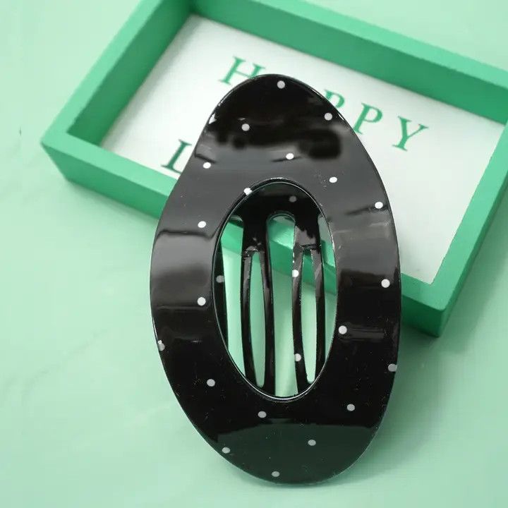 Jumbo Lay Flat Oval Hair Claw Clips, Color: Black