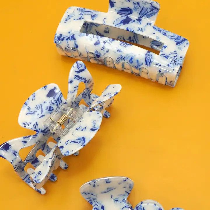 Vintage Porcelain Hair Claw Clips