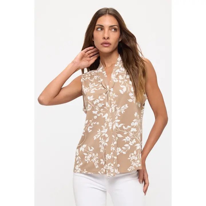 Floral Knit Tie Neck Layering Tank