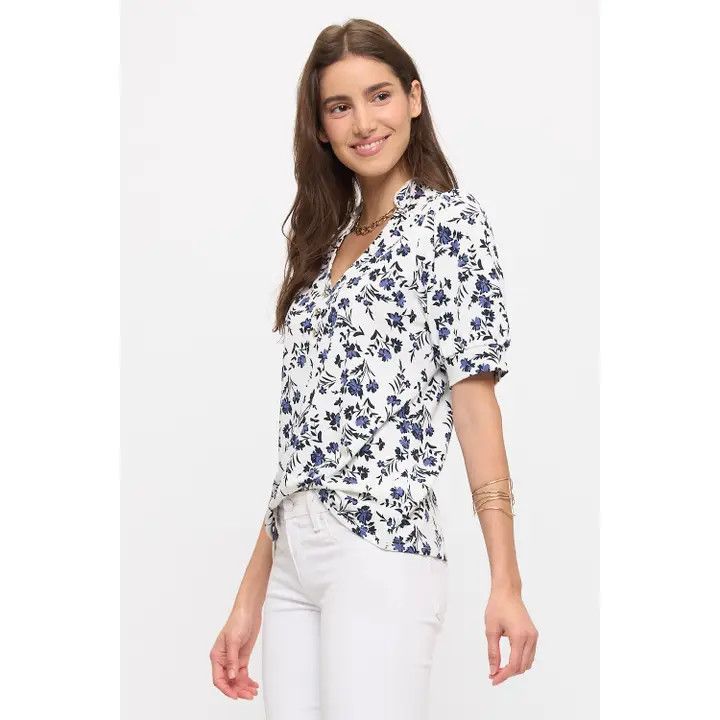 Floral Moss Crepe Puff Fashion Tee