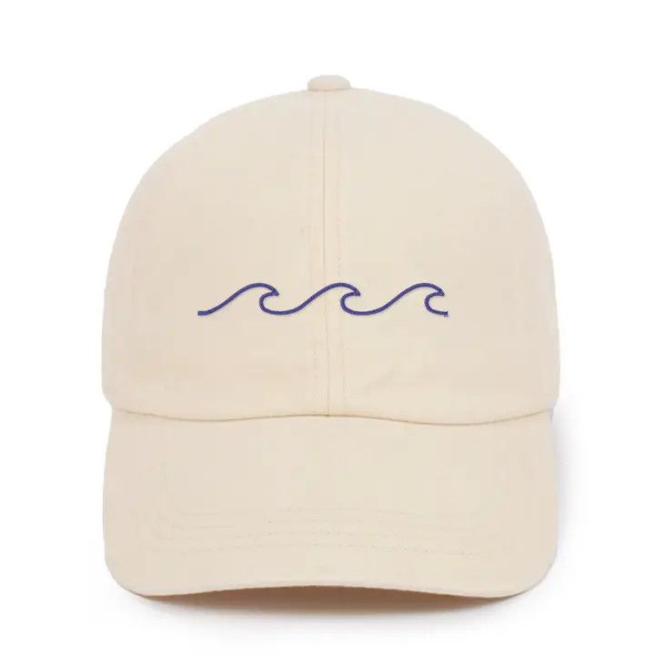 "Waves" Embroidery Washed Baseball Cap