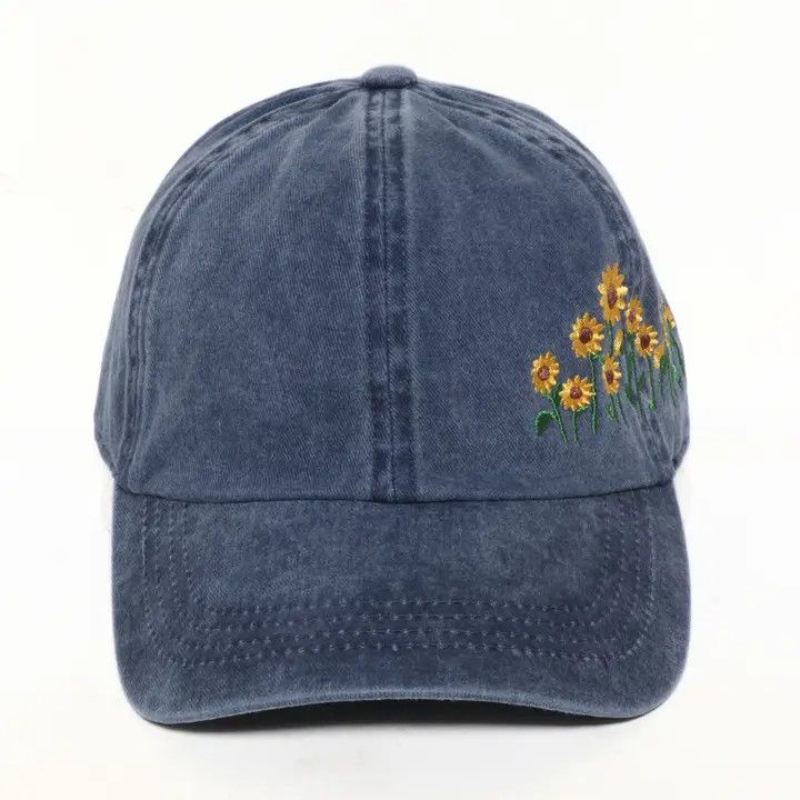 Sunflowers Side Embroidery Cotton Baseball Cap
