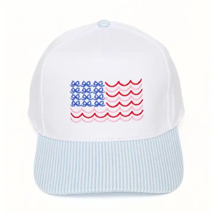 Americana USA Wave Bow Flag Embroidered Baseball Cap