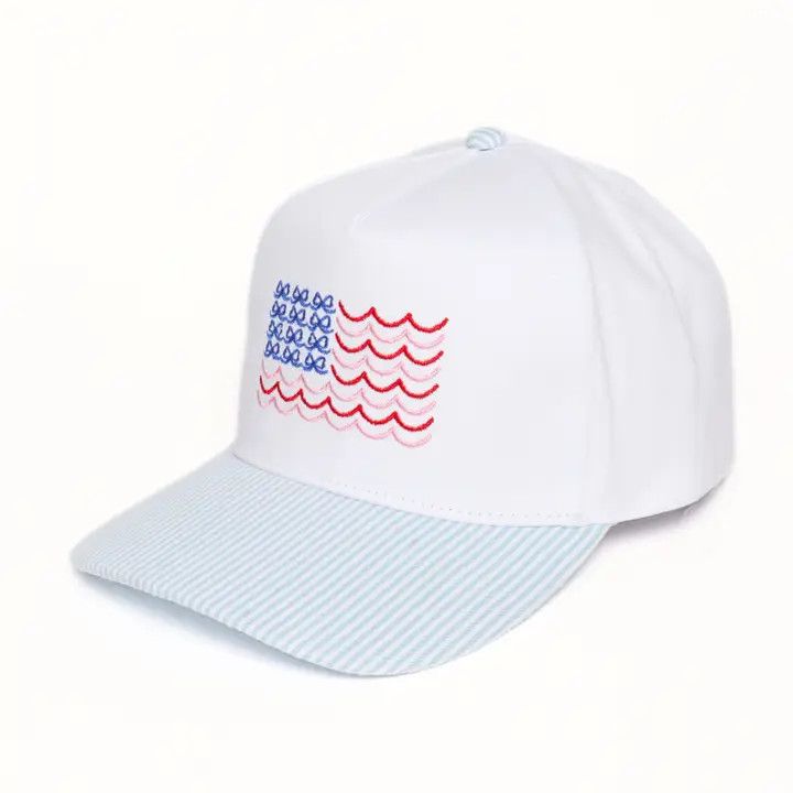 Americana USA Wave Bow Flag Embroidered Baseball Cap