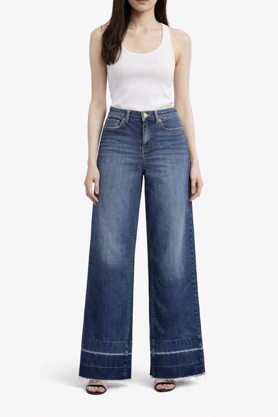 Mid-Rise Slim Wide Leg w/ Release Hem