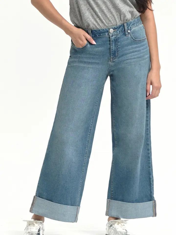 Sustainable Wide Leg Jean w/ Roll Cuff