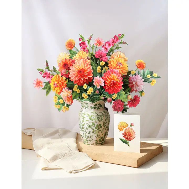 Dahlia Sunrise Pop-Up Greeting Card