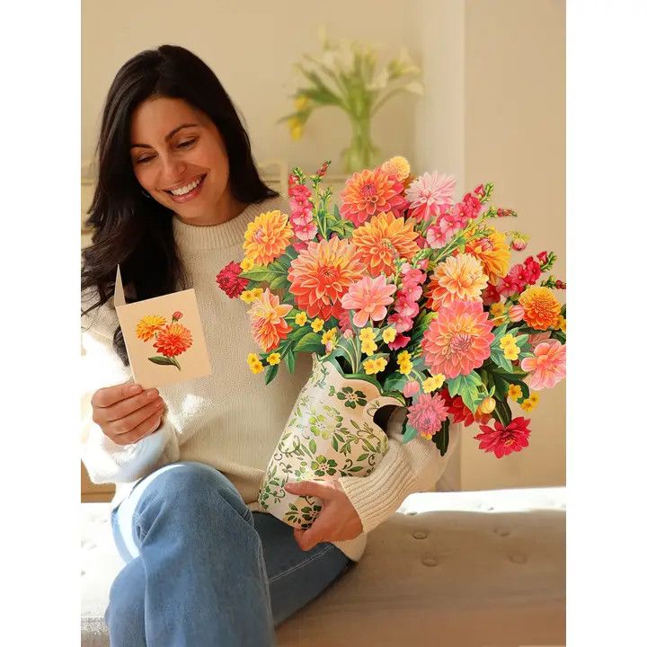 Grande Dahlia Sunrise Pop-Up Greeting Card