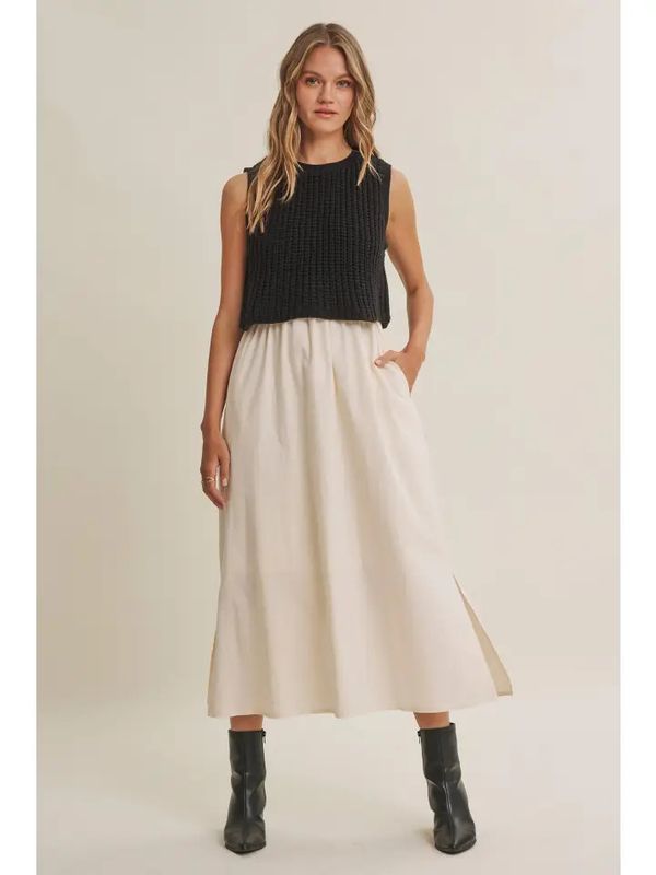 Chunky Sweater Twofer Midi Dress