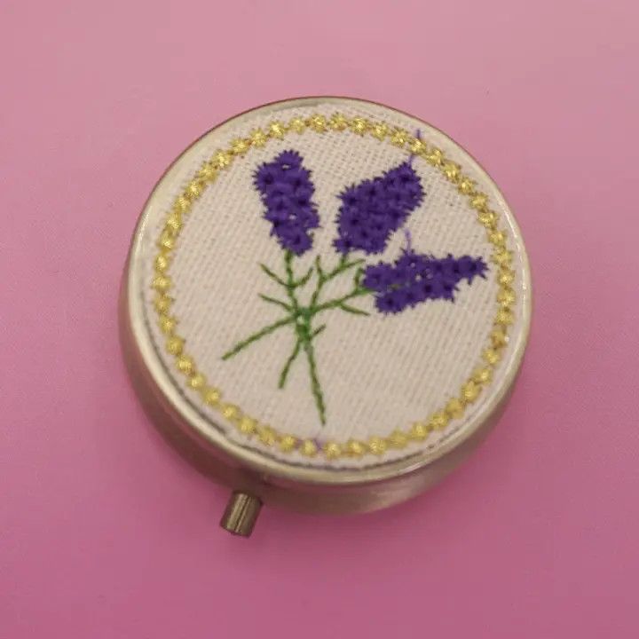 Floral Embroidery Jewelry Organizer w/ Mirror