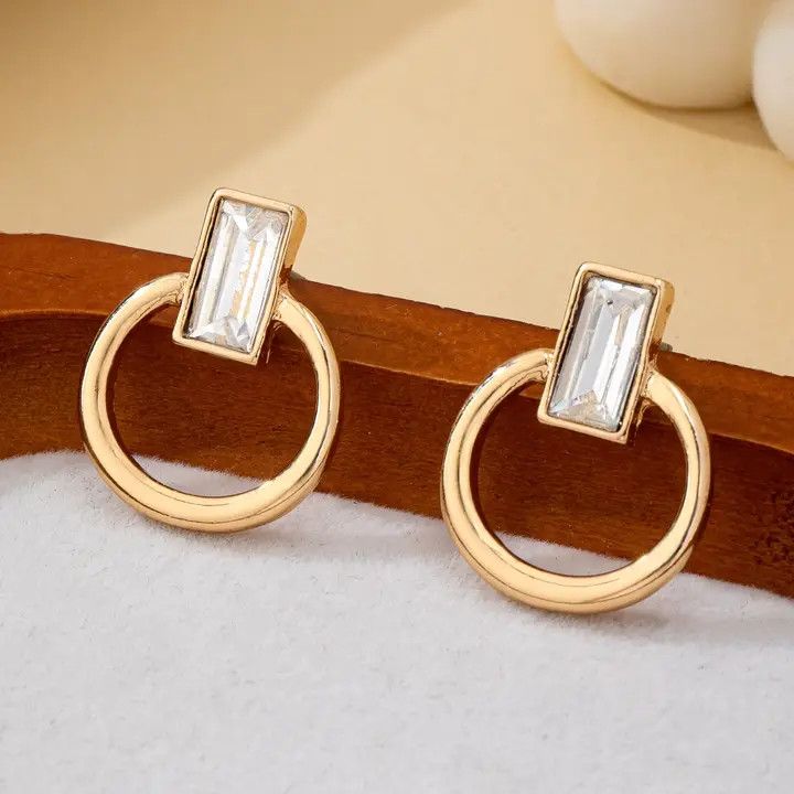 Crystal Cut Door Knocker Earrings