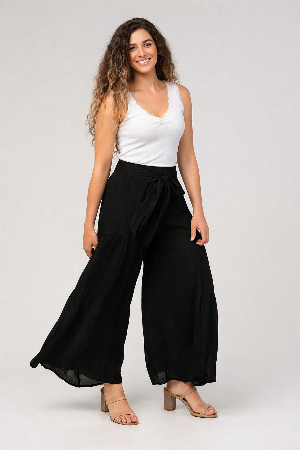 Wide Leg Tiered Flare Bottoms