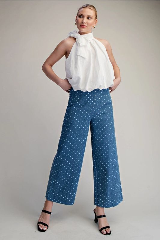 Polka Dot High Waist Wide Leg Pants