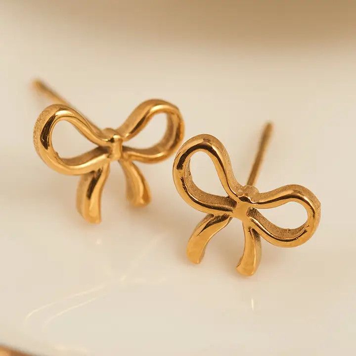 Waterproof Earrings Narelle Stud Bow, Gold Finish