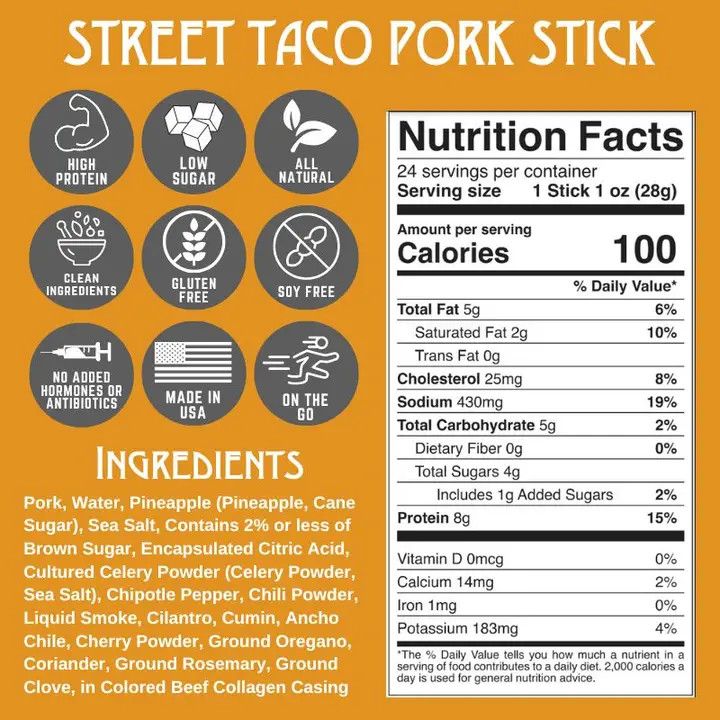 Street Taco Pork Stick, 1oz