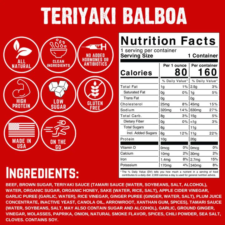 Teriyaki Balboa Jerky, 2oz