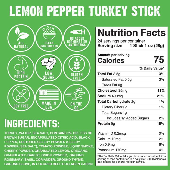 Lemon Pepper Turkey Stick 1oz