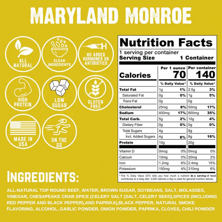 Maryland Monroe Beef Jerky, 2oz