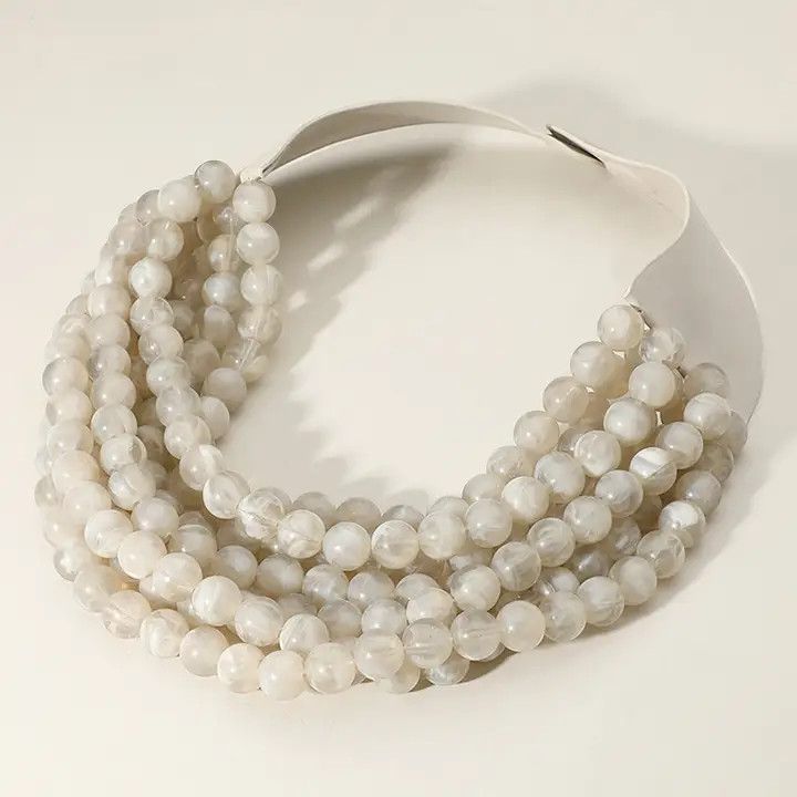 Chunky Acrylic Bead Layered Necklace, LGR
