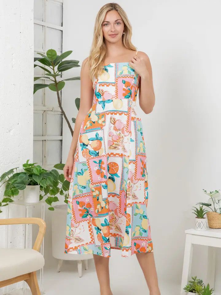 Floral Faux Sticker Print Dress