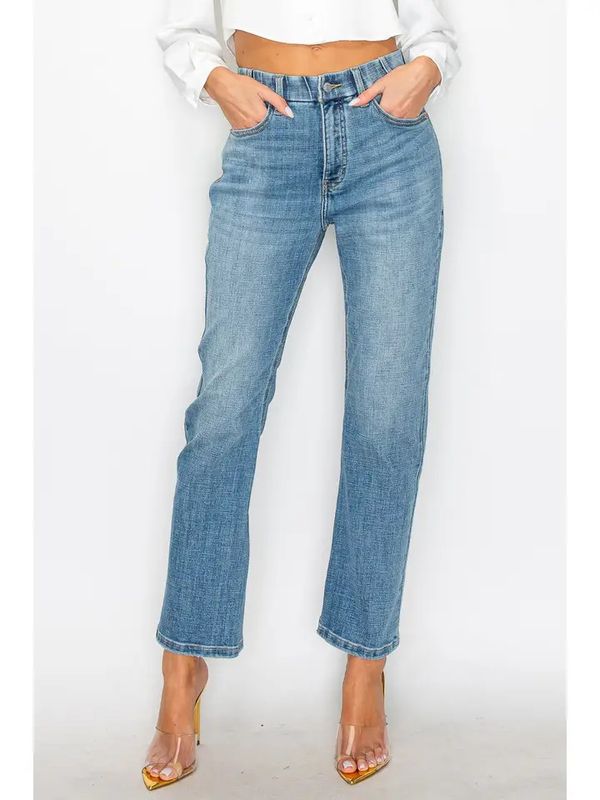 Tummy Control High Rise Relaxed Straight Jeans