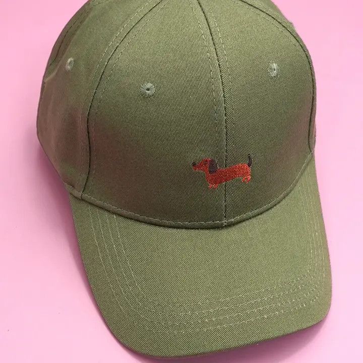 Dog Embroidered Ballcap, Green