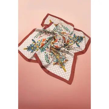 Large Floral Print Bandana Scarf , Brown